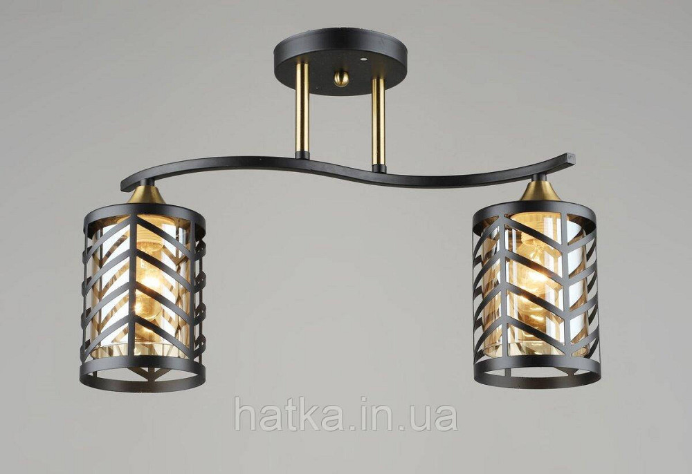 Люстра потолочная на 2 плафона VALESO E27 Черный Медь Стекло Сталь N5943/2 Киев - изображение 1