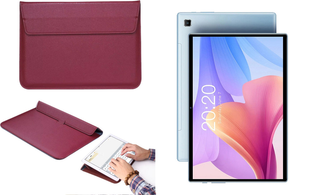 Чехол-конверт VitoCase для Teclast P20, P20 HD, P20S, с функцией подставки для планшета Бордовый Киев - изображение 1