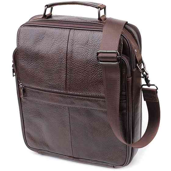 Ділова чоловіча сумка з натуральної шкіри Vintage 23027 Коричневий Київ