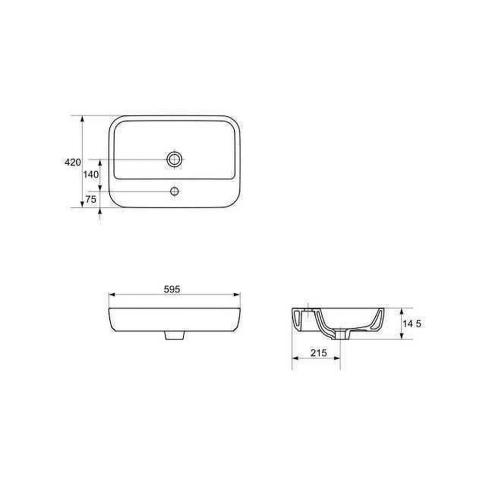 Умывальник для столешниц Cersanit CASPIA 60 прямоугольный (000015325) Киев - изображение 3
