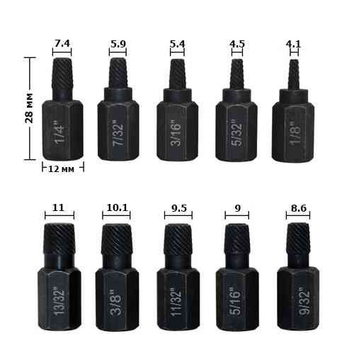 Набор экстракторов для поврежденных болтов, 10 шт. Киев