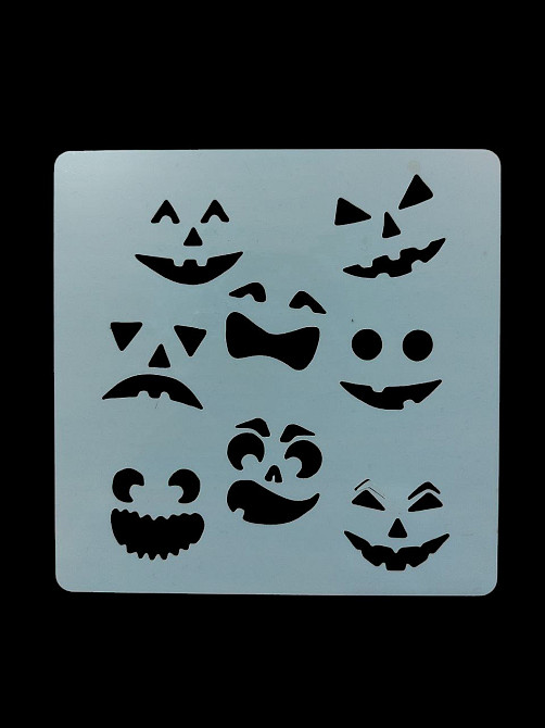 Трафарет на Хелловін Смайлики 13 на 13 см сірий Київ - фото 2