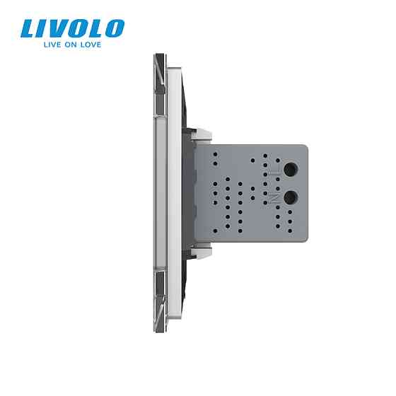 Розетка подвійна USB з блоком живлення Livolo сірий скло (VL-C792U-15) Коломыя