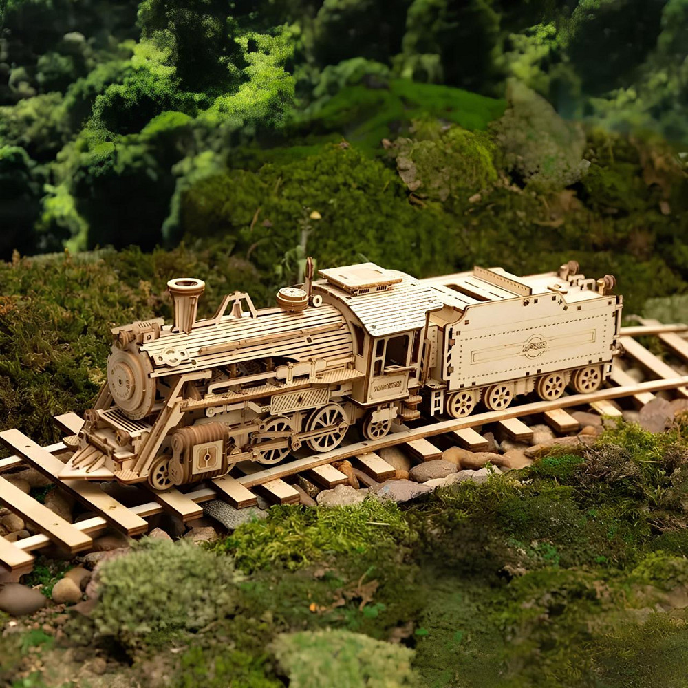 Конструктор Robotime Локомотив 308 деталей. Дерев'яна збірна 3D модель локомотива 307х67х82 см Київ - фото 2