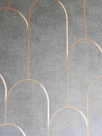 Ообои вінілові на флізелін Decoprint Moments MO22833 лофт геометрія смуги півколо на чорному золоті Київ