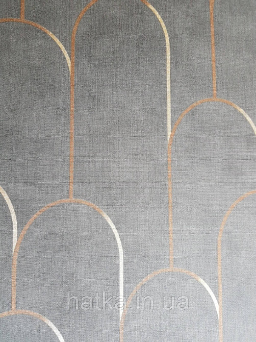 Ообои виниловые на флизелине Decoprint Moments MO22833 лофт геометрия полосы полукруг золотые на черном Киев - изображение 1