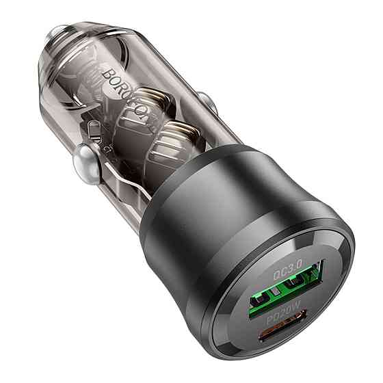 Автомобільний зарядний пристрій BOROFONE BZ25 Journey PD38W(1C1A) car charger Transparent Black (6941991106965) Киев