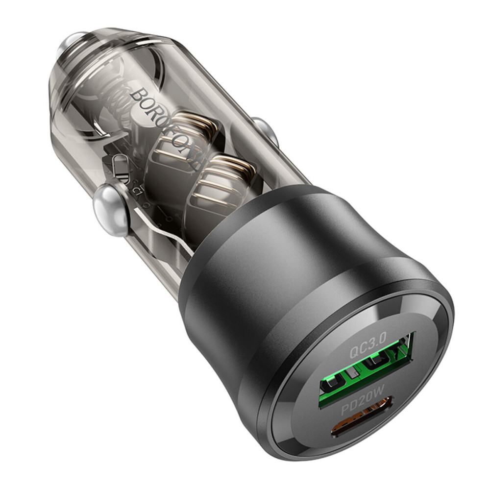 Автомобільний зарядний пристрій BOROFONE BZ25 Journey PD38W(1C1A) car charger Transparent Black (6941991106965) Киев - изображение 2
