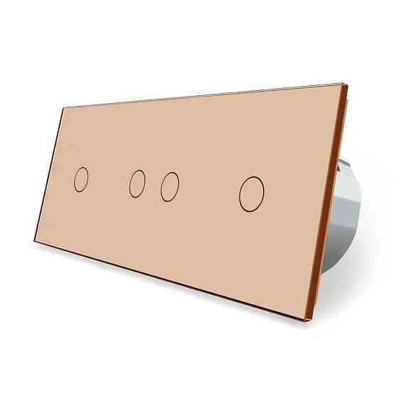 LIVOLO Розумний сенсорний ZigBee вимикач 4 сенсора (1-2-1) Livolo золото скло (VL-C701Z/C702Z/C Коломия