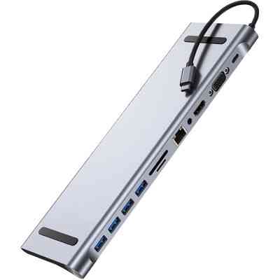 Порт-репликатор Dynamode 11-in-1 USB-C to HDTV 4K/30Hz, VGA, 1хUSB3.0, RJ45, Type-C PD, Audio, SD/MicroSD (BYL-2003) Винница