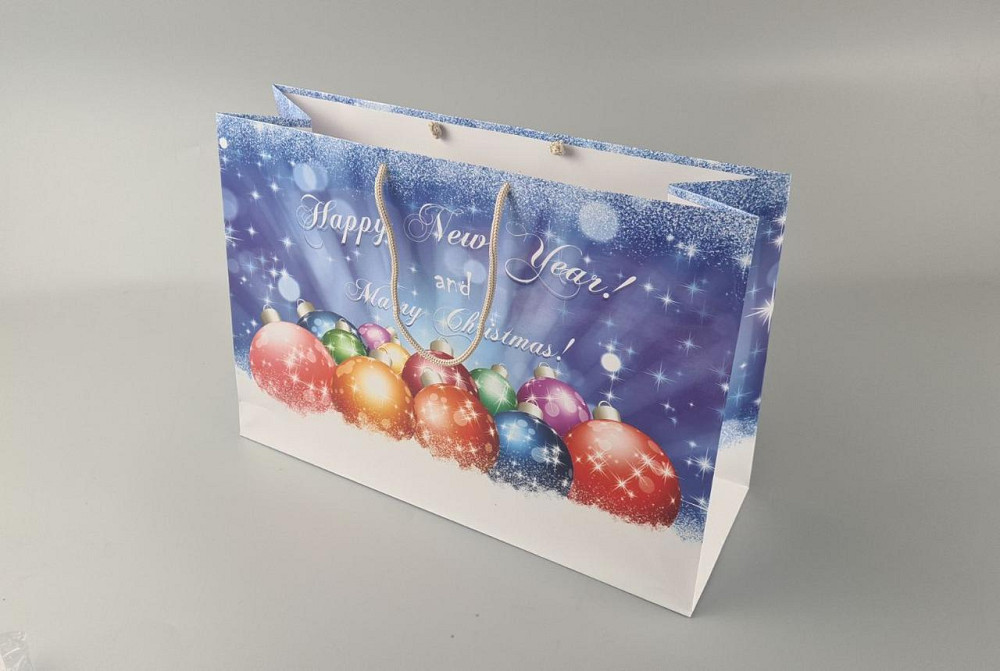 Паперові пакети великий горизонтальний 36/22/10 новорічний-24 (12 шт.) Харків - фото 1