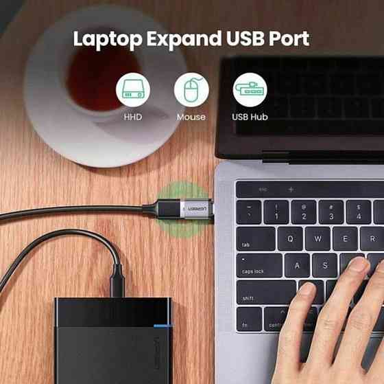 Адаптер UGREEN US270 Type C to USB 3.0 A Adapter Cable with Lanyard (Space Gray) (UGR-50283) Миколаїв