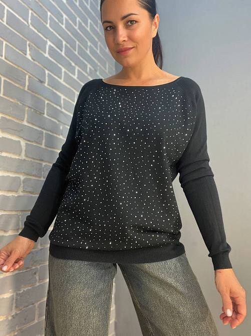 Джемпер женский ACCORDDREAM 9067 тонкий свитер россыпь камней, черный, one size Киев - изображение 4