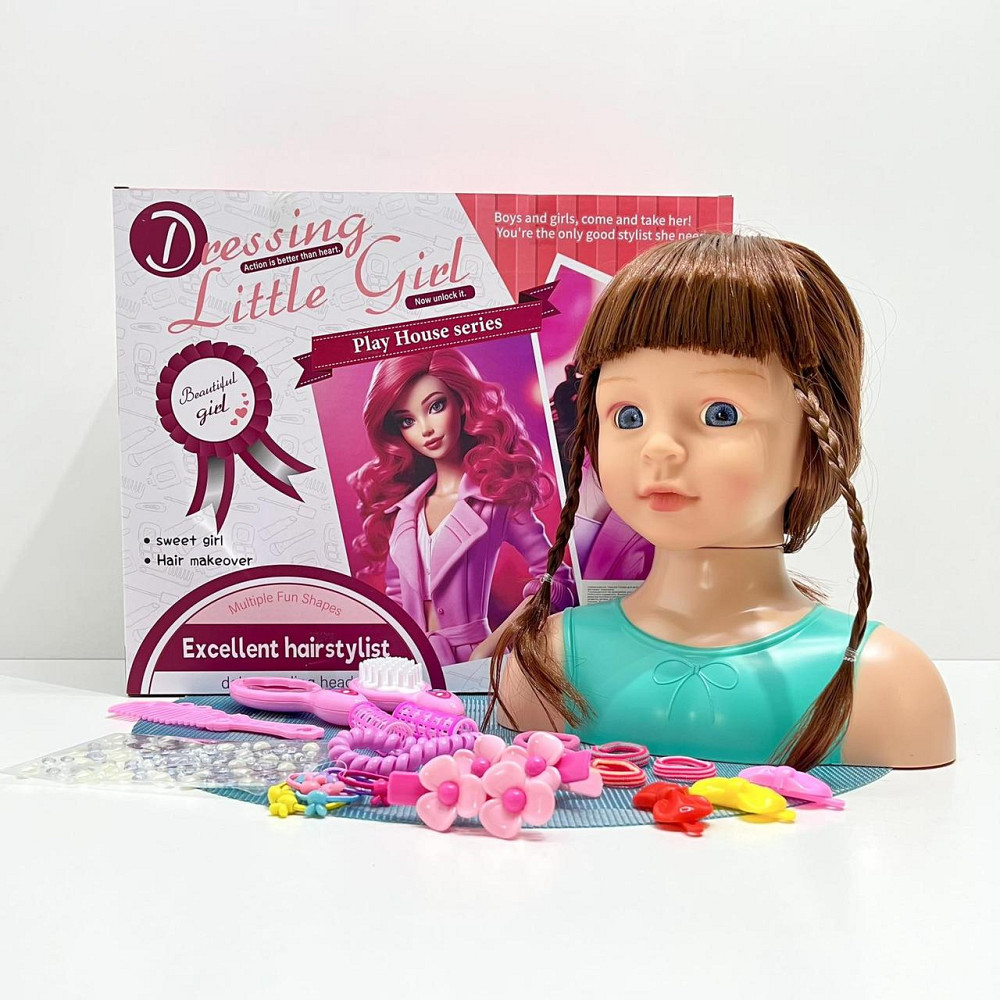 Лялька-манекен для дівчинки Голова для зачісок з аксесуарами бігуді гумки гребінця (YM25-2B-С) Чернігів - фото 1