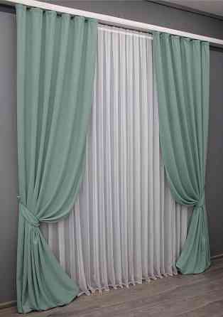 Комплект готовых штор VR-Textil Микровелюр Petek № 1508ш Мятный 150х290 см 2 шт (33-0383) Киев