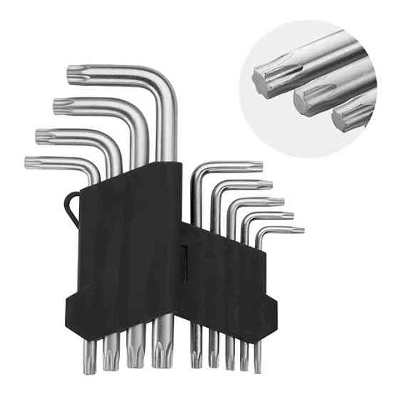Набір ключів Г-подібних TORX, 9 шт., Т10-Т50, Cr-V INTERTOOL HT-0607 Київ