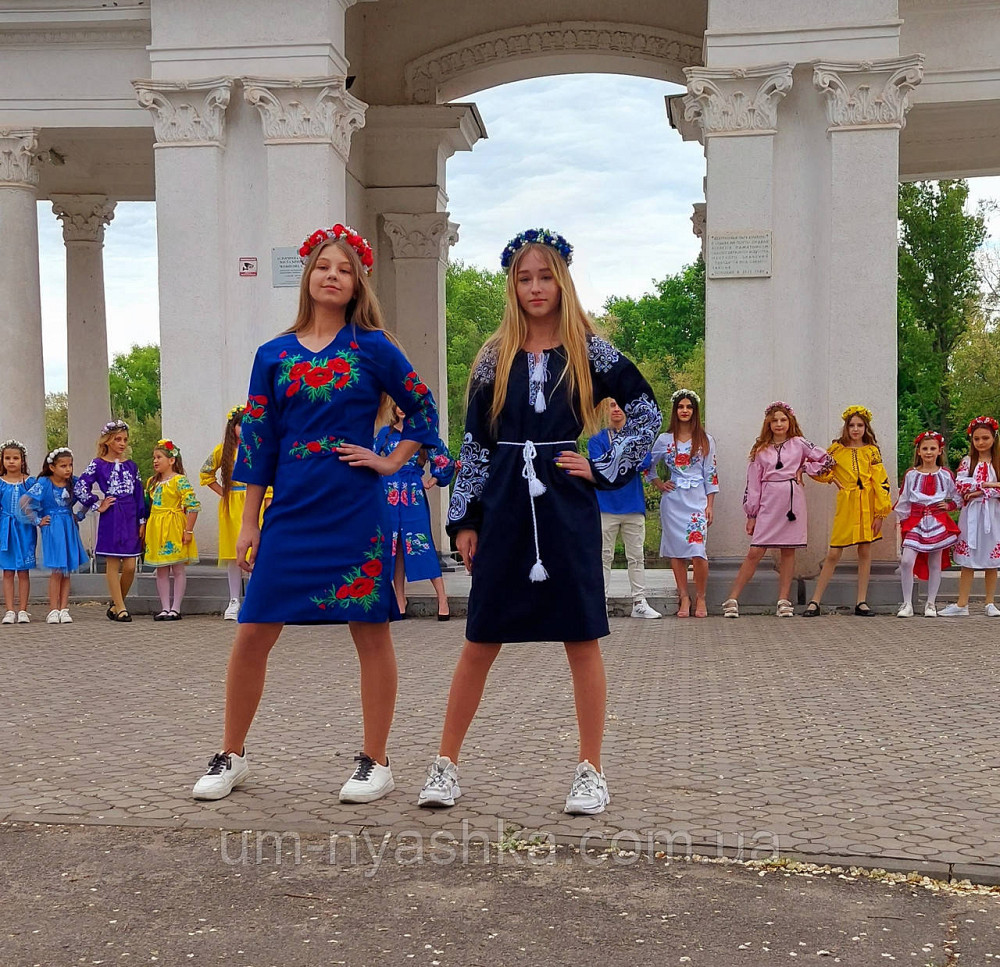 Натуральне лляне плаття вишиванка жіноча темно-синя блуза з вишивкою "Дерево життя" р.ХЛ-3ХЛ Кривий Ріг - фото 10