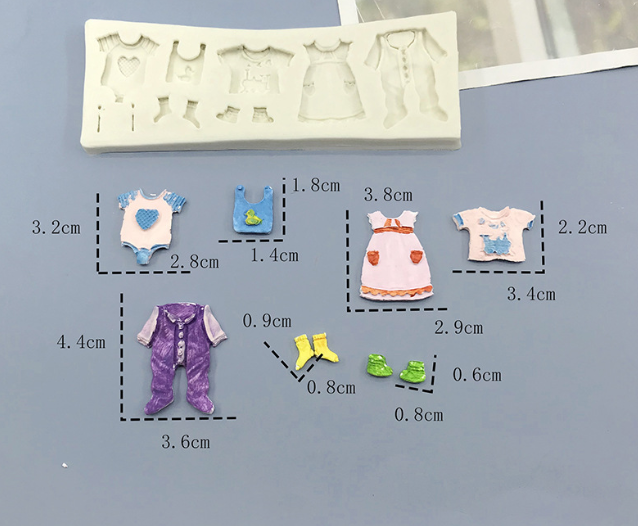 Молд силиконовый Одежда младенца 172 на 62 мм серый Киев - изображение 2