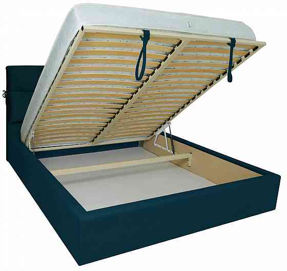 Ліжко Двоспальне Edinburgh Comfort 180 х 200 см Missoni 017 З підйомним механізмом та нішою для білизни Синій Дніпро