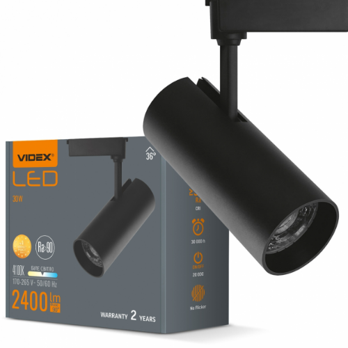 LED Світильник трековий 30W 4100К 220V чорний VL-TR04-304B Videx Житомир