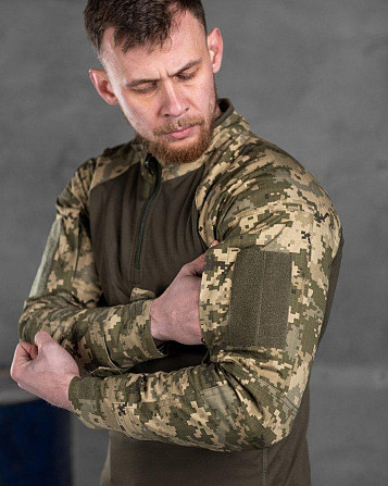 Тактическая Боевая рубашка убакс мужская с рукавами пиксель липучки под шеврон Киев - изображение 8