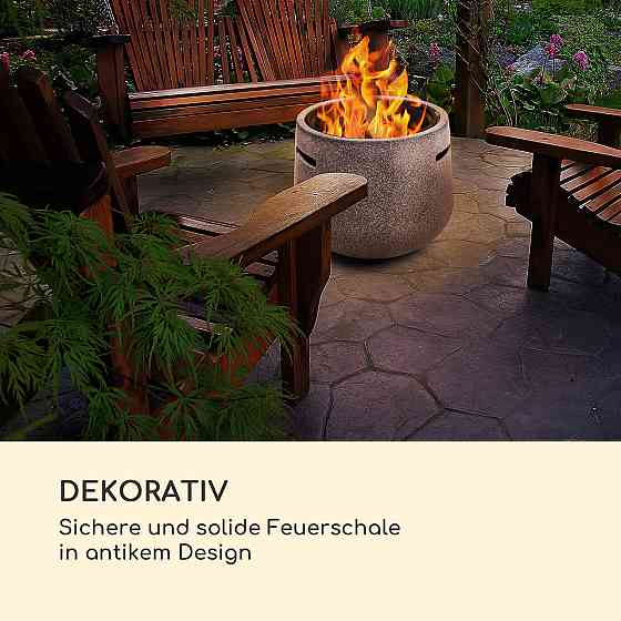 Чаша для костра Evora Ø45 см, деревянная решетка для гриля, искусственный камень, сталь, черный / имитация Ровно