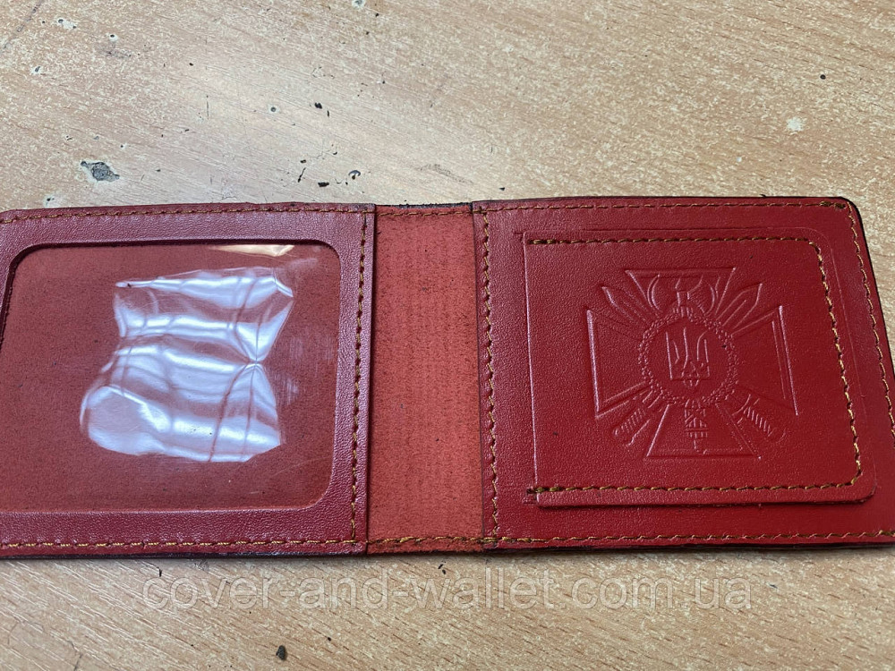 Шкіряна обкладинка СБУ з додатковою кишенею червоного кольору Київ - фото 5