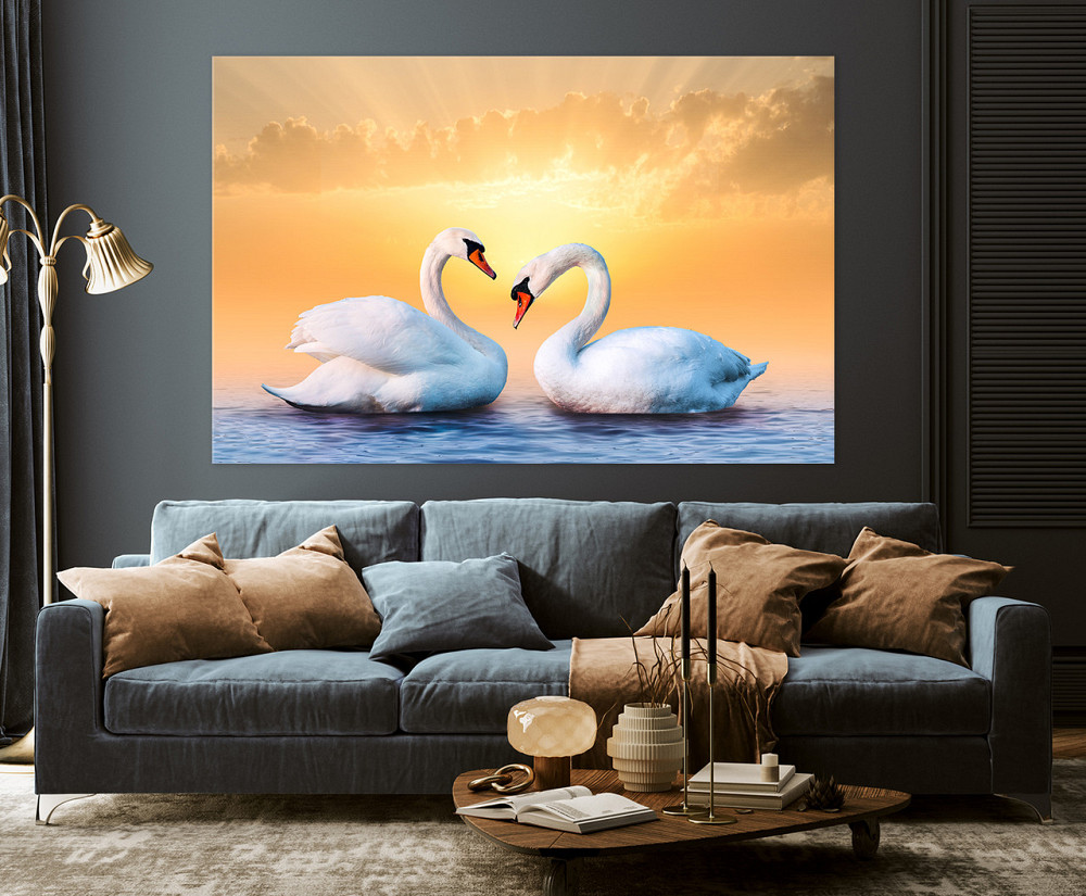 Картина холст у вітальню / спальню Пара Лебедів     MLP_9  ( 60х30см ) 80x120 см Київ - фото 3