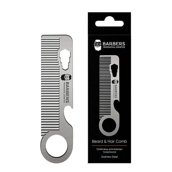 Металевий гребінець для бороди та волосся Barbers Metal Comb Вінниця - фото 2
