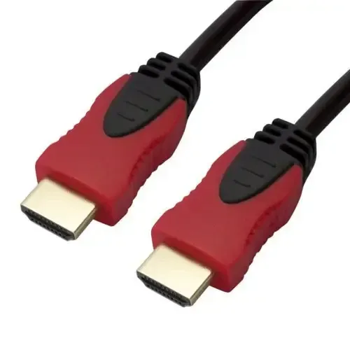 Шнур HDMI (штекер - штекер) v.1,4, діаметр - 6мм, gold, 0,8м, червоно-чорковий Полтава - фото 1