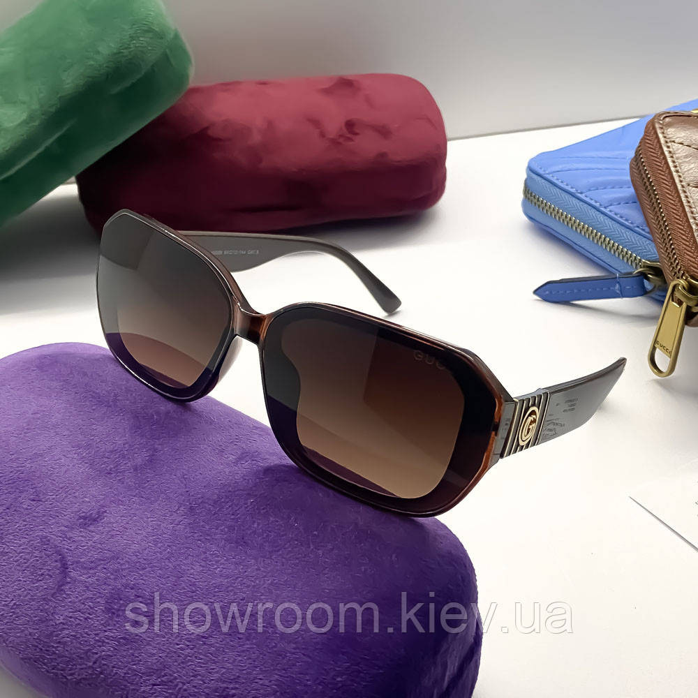 Жіночі брендові сонцезахисні окуляри GG (09160) brown Київ - фото 2