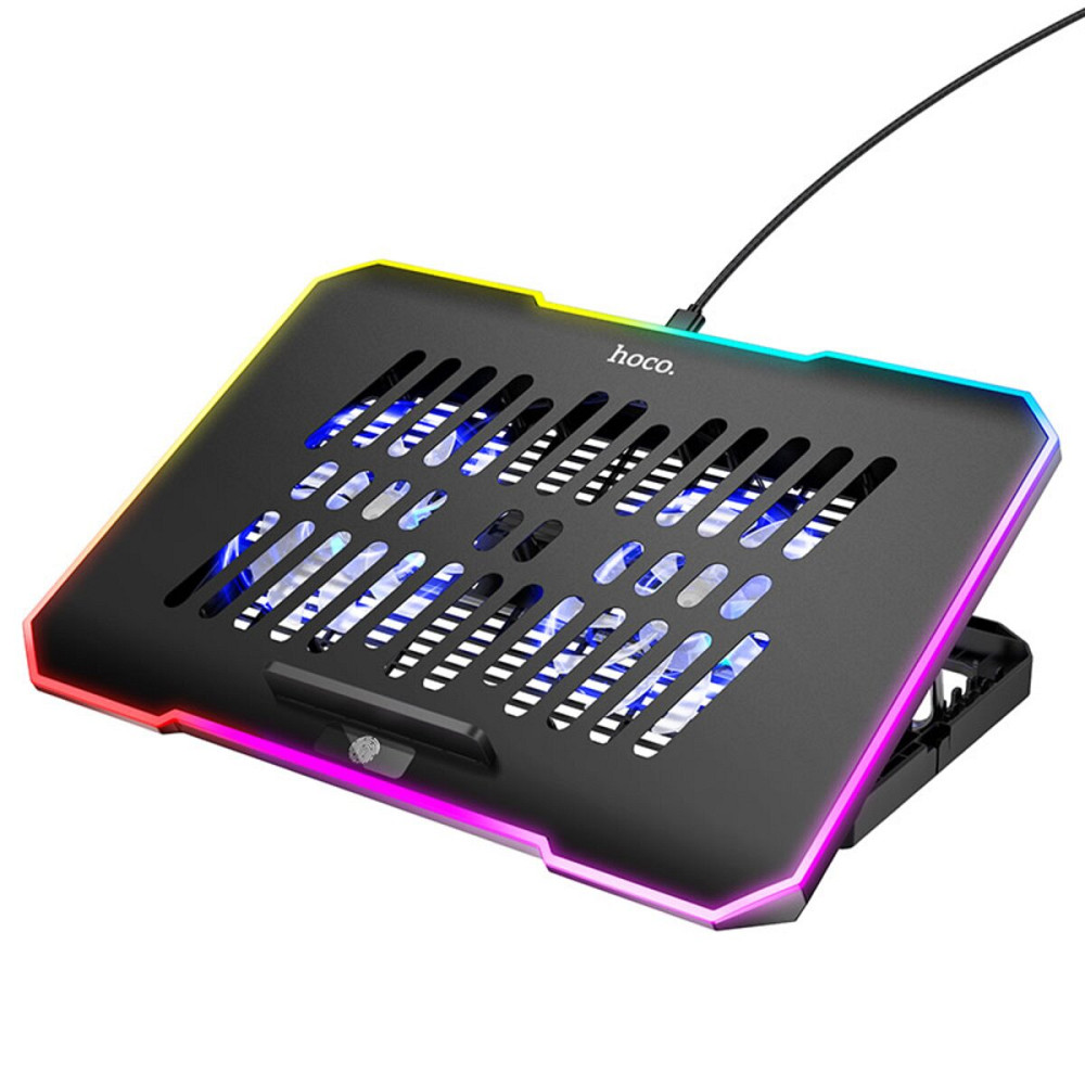 Підставка для ноутбука HOCO DH19 Cool RGB notebook cooling stand Black (6942007624824) Киев - изображение 1