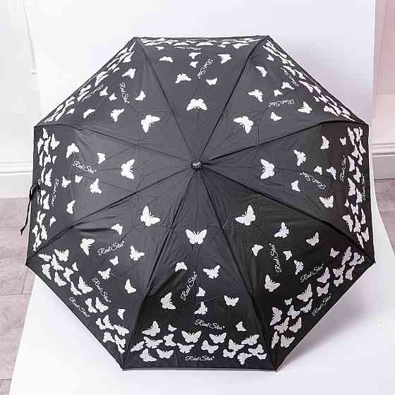 Парасолька напівавтомат з принтом міцна з поліестеру діаметр 97 см Чорна HP-23-2B Коломыя
