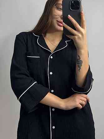 Жіноча муслінова нічна сорочки Чорний XS-S Харків