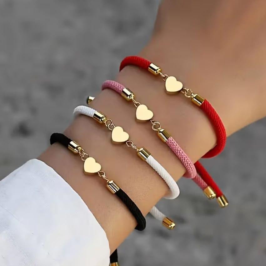 Браслет белый с золотистым сердцем – регулируемый Киев - изображение 2