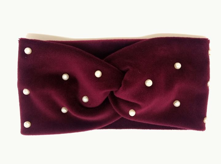 Пов'язка для дівчинки плюшева бордова Київ - фото 1