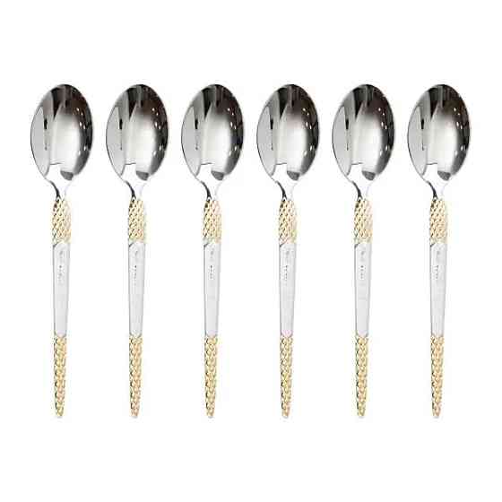 Набір чайних ложок 6 штук ложки для чаю з нержавіючої сталі 15 см Срібло з золотом HP-20-39 Коломия