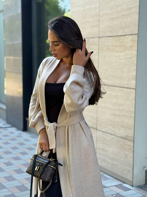 Женский базовый длинный кардиган с поясом плотная турецкая двухсторонняя ангора Одесса - изображение 2