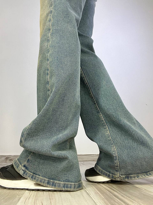 Джинси жіночі Zeo Basic 4679 кльош від коліна висока посадка стрейчеві вінтажні блакитні, блакитний, 34, 34, 74 см, 103 см Київ - фото 17