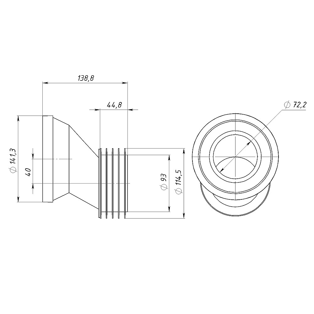Патрубок OPTIMUM для унітазу зі зміщенням 20 мм з ущільненням D115  L120 мм OPTI 60115/120 Тернопіль - фото 5