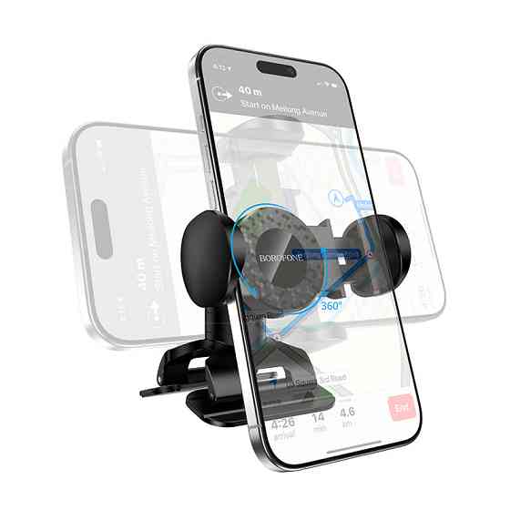Автотримач для телефона BOROFONE BH142 Support pull clip car holder (center console) Black Одеса
