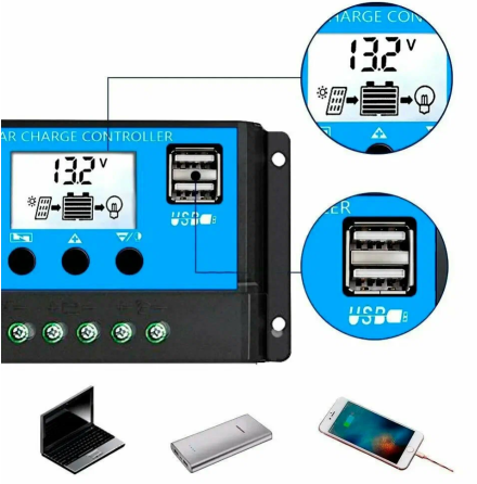 Контроллер солнечной батареи с ЖК дисплеем и USB 5В Киев