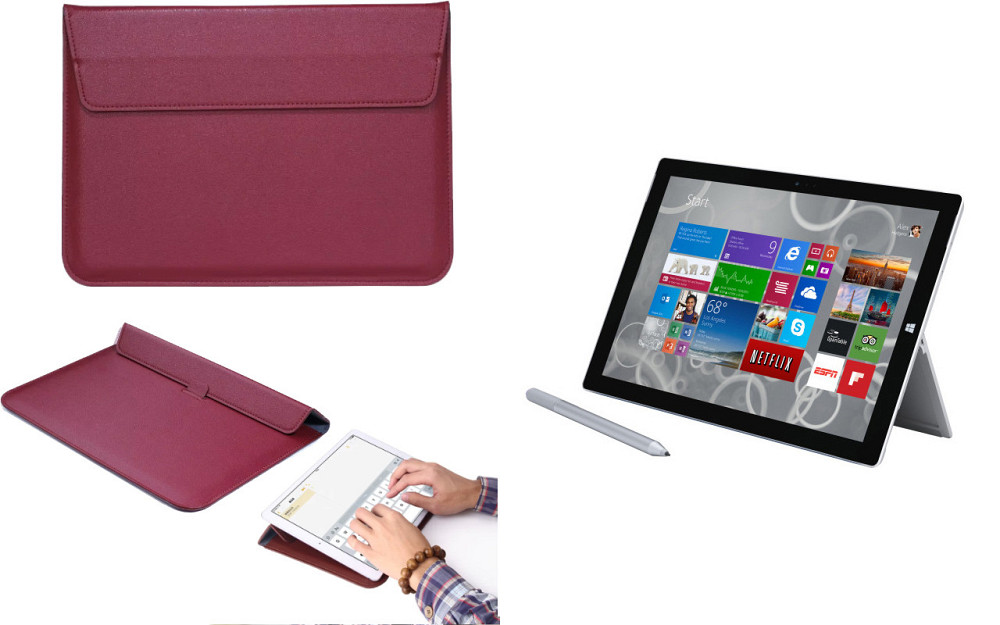 Чохол-конверт VitoCase для Microsoft Surface Pro 2, Pro 3, Pro 4, з функцією підставки для планшета Бордовий Київ - фото 1