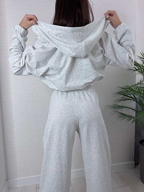 Женский прогулочный костюм тройка: кофта топ и штаны  двунить + микродайвинг Серый, 46/48 Одесса - изображение 6