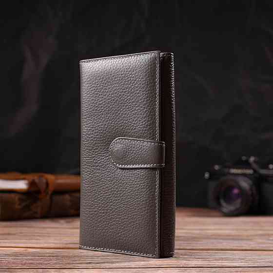 Містке жіноче портмоне з натуральної шкіри флотар CANPELLINI 21851 Сіре Київ