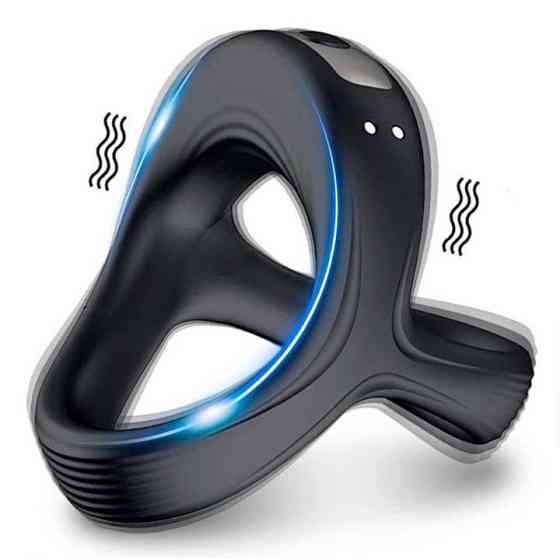 Тройное эрекционное виброкольцо на пенис и мошонку USB - Черный Винница