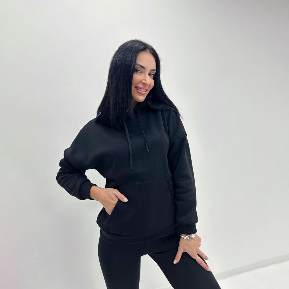 Однотонный батник с капюшоном 