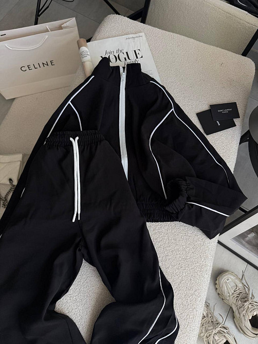 Женский стильный трендовый костюм двойка купра Черный, 44/46 Одесса - изображение 1