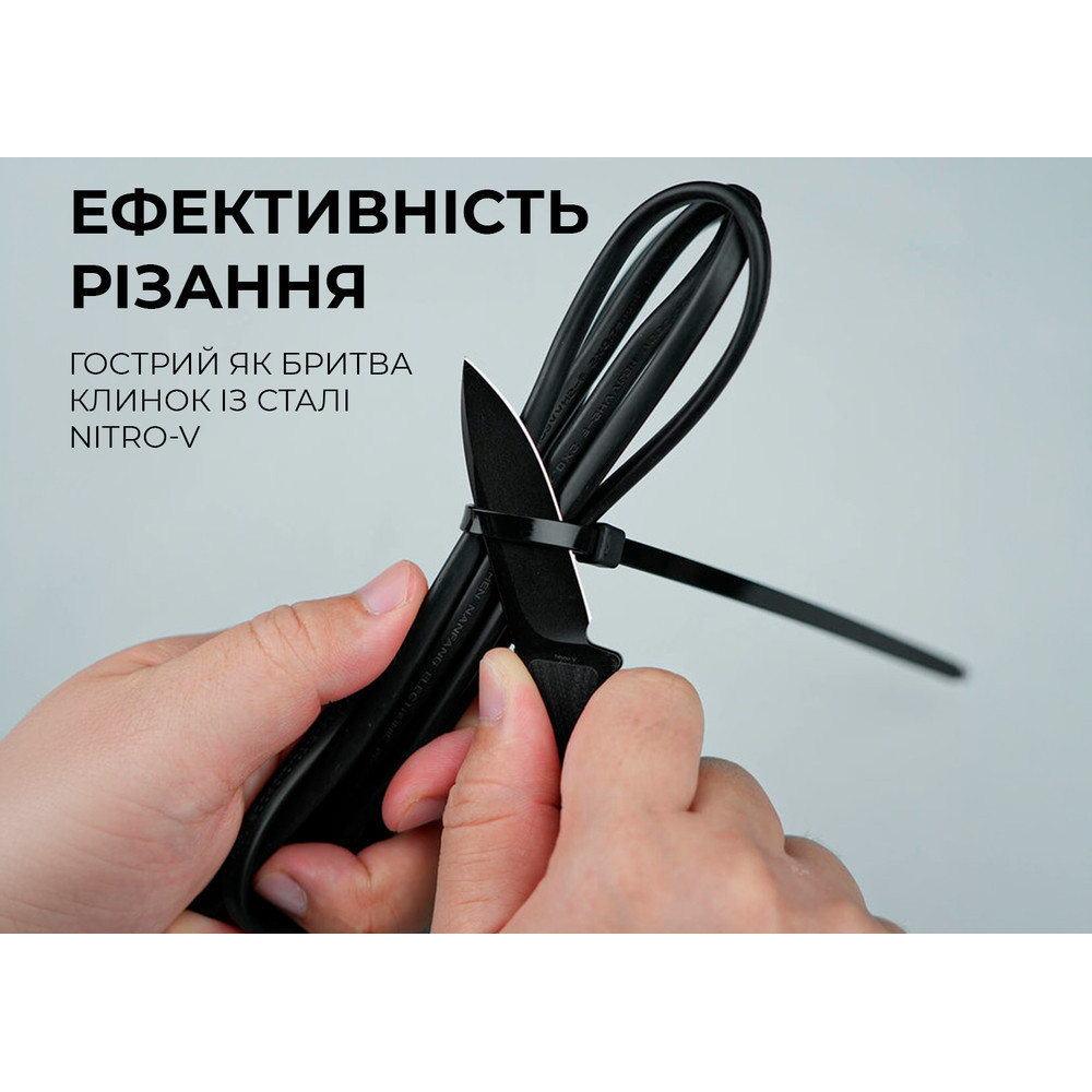 Нож фиксированный тактический Civvi Mini Elementum, (5.7 см) Nitro-V / G10 черный Киев - изображение 10