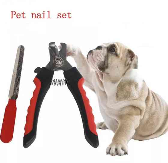 Кусачки для стрижки когтей у кошек и собак вместе с пилочкой, красные - размер кус 16*5см, прорезиненная ручка Киев